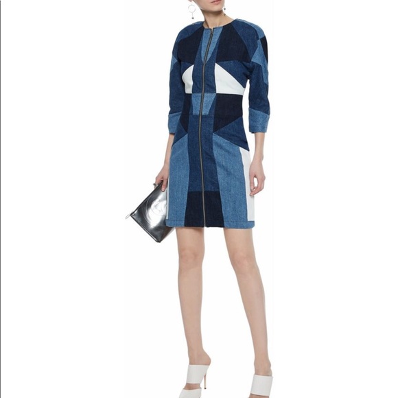 MAJE Patchwork Denim Dress - Picture 3 of 8